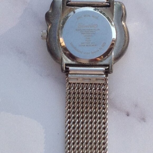 Hello Kitty Sanrio Wrist Watch Big Pink Bow Yellow Nose Silver Mesh Band - Picture 8 of 14